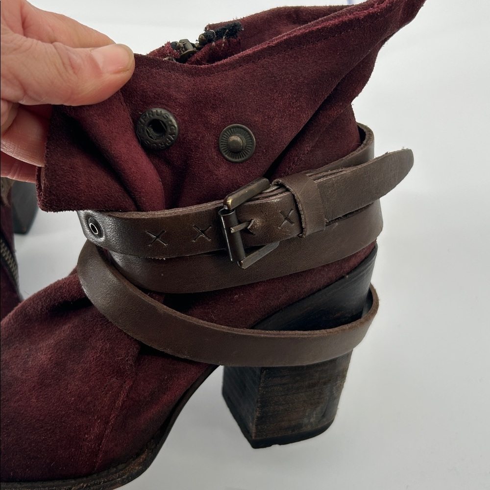 Freebird by Steven Womens Boots Size 8 Blaze Leather Red Wine Distressed Rare - Picture 9 of 11